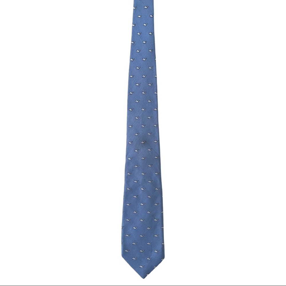 Vineyard Vines Silk Whale Tie - Light Blue/White